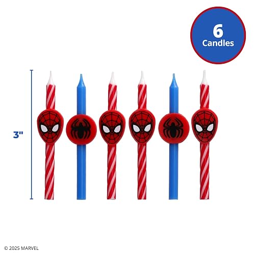 Marvel's Spider-Man™ - Velas de cumpleaños para tartas, 6 velas de cumpleaños para decoración de pasteles, velas rojas y azules, decoraciones para tartas para fiestas de Spiderman