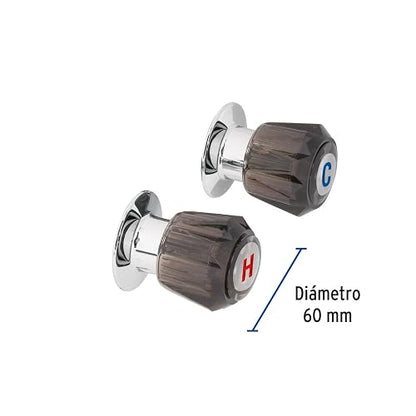 Foset Basic MR-200H, Juego de 2 manerales de acrílico regadera humo