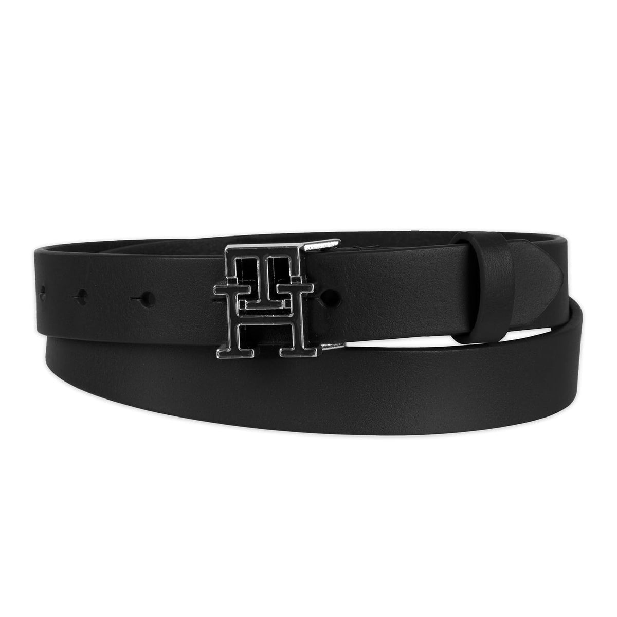 Tommy Hilfiger Slim 1" Enamel Th Plaque Buckle Belt Cinturón Mujer