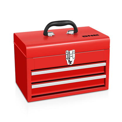 DNA Motoring Caja de Herramientas Portátil de Acero 14" - 2 Cajones, Rojo, TOOLS-00406 - 14 pulgadas- 2 cajones