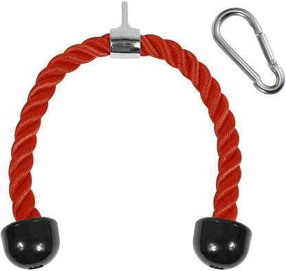 Yes4All Cuerda para Tríceps con Mosquetón, 27" y 36" - 27 pulgadas - Rojo