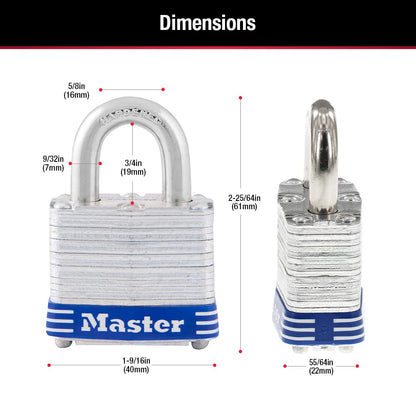 Master Lock 3QLDHCHD Zinc Plated Steel Padlocks, 4-Pack