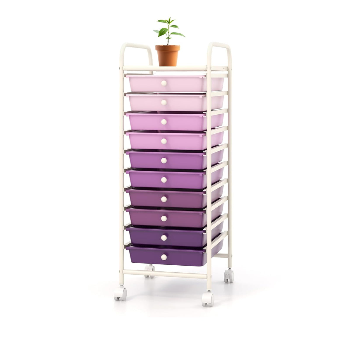 OFFICEJOY - Carrito de almacenamiento con 10 cajones, portátil y ruedas con bloqueo, organizador de gran capacidad para hogar, oficina, escuela