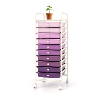OFFICEJOY - Carrito de almacenamiento con 10 cajones, portátil y ruedas con bloqueo, organizador de gran capacidad para hogar, oficina, escuela