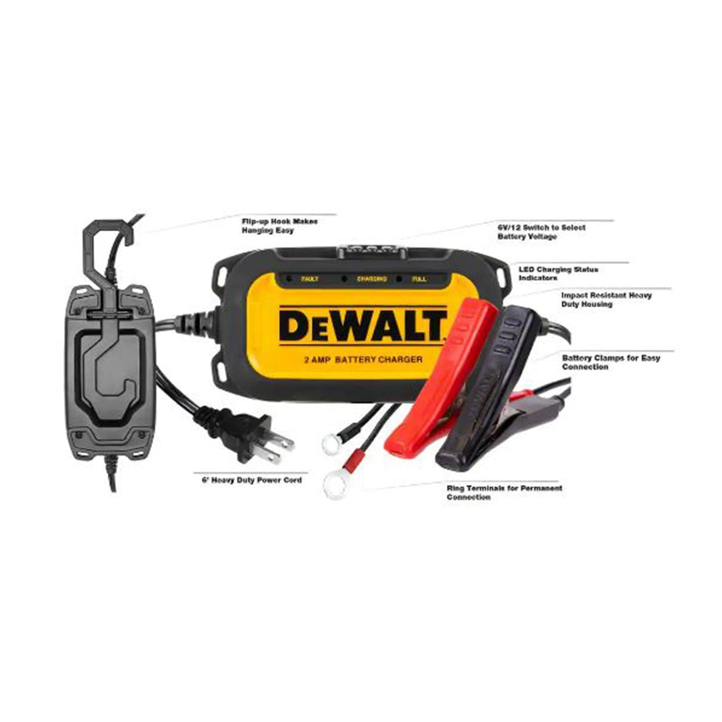 DEWALT DXAEC2 DXAEC2 Cargador y mantenedor Profesional de 2 amperios para automóviles