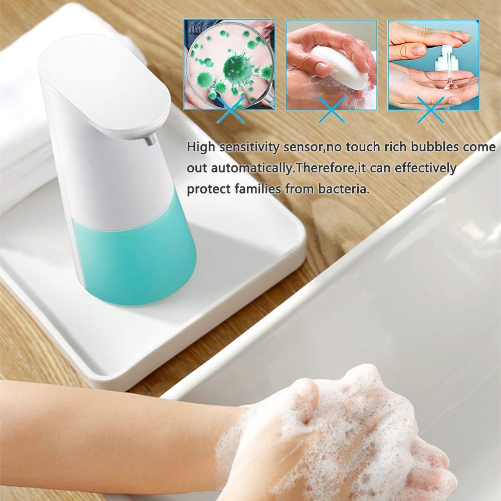 LAOPAO - Dispensador automático de jabón espumoso, sin contacto, manos libres, para encimera, cocina y baño