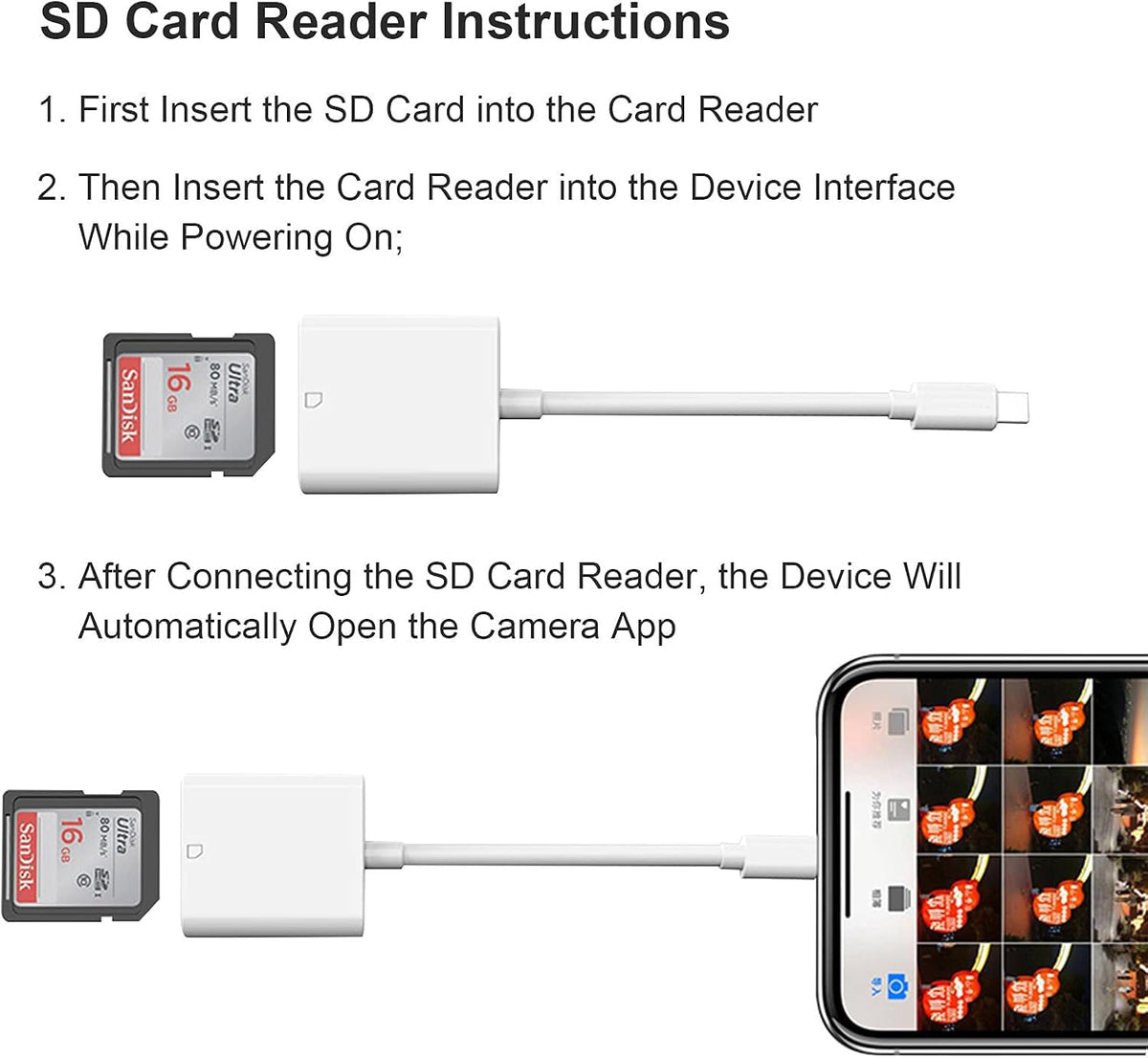 WvinYng MRPL Lector de Tarjetas SD Compatible con iPhone Lector de Tarjetas de Memoria para cámara Digital Lector de Tarjetas SD para iPhone iPad(Compatible con iPhone 6 y Superiores)…