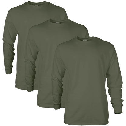 Gildan Playera Tipo Tank de Algodón para Hombre, G220 - M - Verde militar (paquete de 3)
