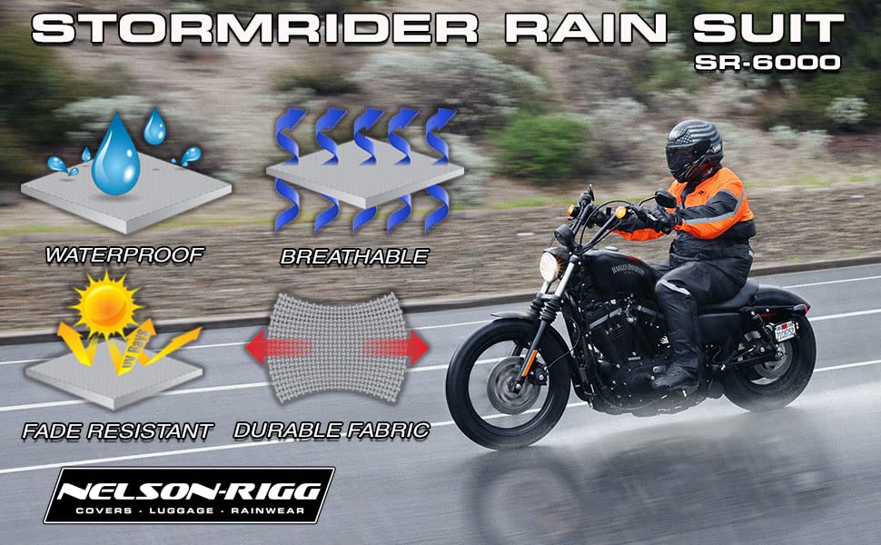 Nelson-Rigg Traje de Lluvia Stormrider SR-6000 para Motocicleta, Negro, 4XL
