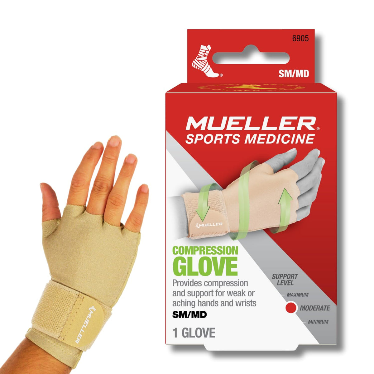 MUELLER - Guantes de compresión de medicina deportiva para hombres y mujeres, soporte para aliviar el dolor de manos y muñecas, ideal para túnel carpiano, artritis, se adapta a derecha o izquierda