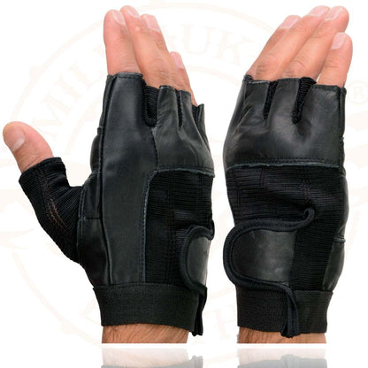 Milwaukee Leather SH217 Guantes de Motocicleta sin Dedos con Relleno de Gel para Hombre, Negro, Talla L