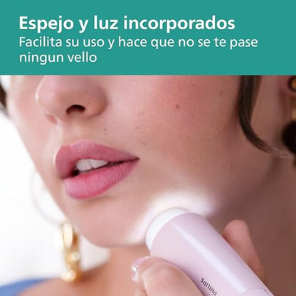 Philips Depiladora Facial Portátil Serie 5000 Para Mujer | Elimina el vello facial con precisión | Luz LED integrada | Cabezal hipoalergénico | Compacta e inalámbrica | BRR454/00