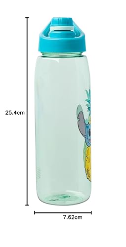 Silver Buffalo Disney Lilo and Stitch Pineapple Pop Up Peek-A-Boo Botella de agua con tapa atornillada, 28 onzas