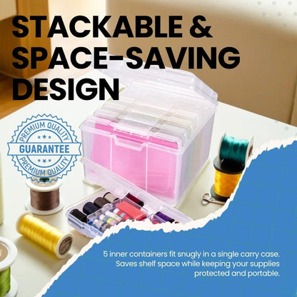 ArtBin 6947ZZ - Juego de organizador de fotos y manualidades, caja grande con 5 cajas de almacenamiento de plástico en el interior, color transparente