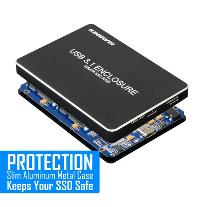 Kingwin KU-3200U3C CNC Aluminum Dual M.2 NGFF B / B+M Key SSD SATA Base Raid Externo, USB 3.1 (Gen 2 Tipo C) hasta 10 Gbps de velocidad, soporte UASP, Hot Plug & Play, LED para acceso y alimentación,
