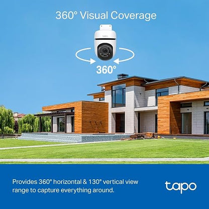 Tapo TC41, Cámara Wi-Fi de Seguridad Exterior, Resolución 3MP, Cobertura de 360°, Visión Nocturna Full-Color, Audio Bidireccional. Grabación en la Nube, Compatible con Alexa (Paquete de 2)