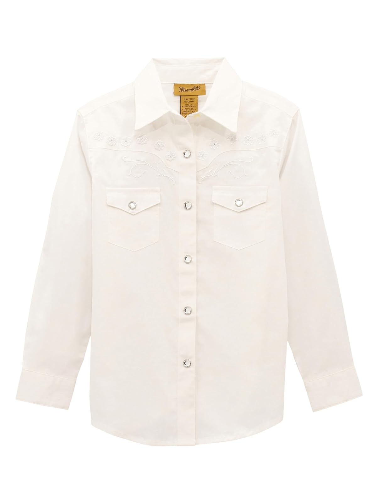 Wrangler Camisa Western de Manga Larga con Broches para Niña - Blanco - G