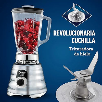 Oster Licuadora Clásica Cromada, con Perilla Ergonómica, de 3 Velocidades, Color Cromo, BLST4655-013