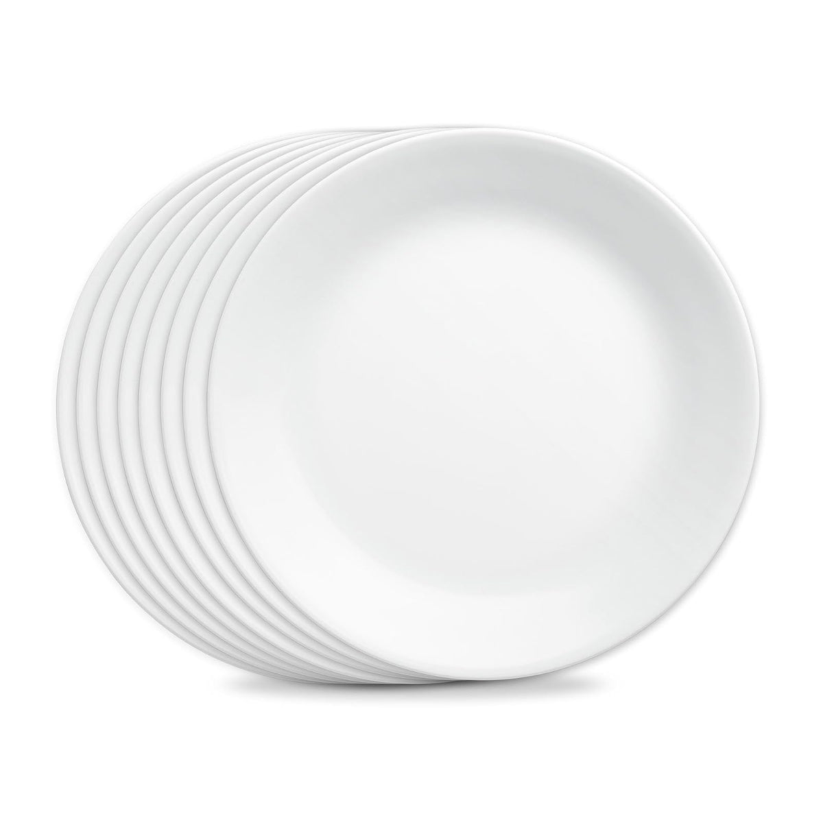 Corelle 1135857 - Platos llanos (8 unidades), Platos de cena, Blanco (Winter Frost White), 8 piezas, 1