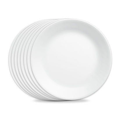 Corelle 1135857 - Platos llanos (8 unidades), Platos de cena, Blanco (Winter Frost White), 8 piezas, 1