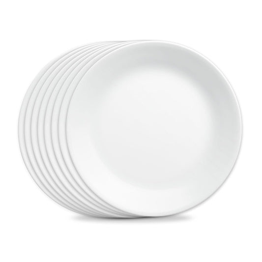 Corelle 1135857 - Platos llanos (8 unidades), Platos de cena, Blanco (Winter Frost White), 8 piezas, 1