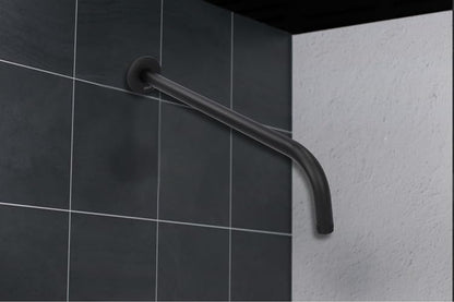 Dica 4552BRR.2 Brazo para Regadera a Pared con Chapetón, Brazo para Ducha de Acero Inoxidable 40 cm, Acabado Negro Mate