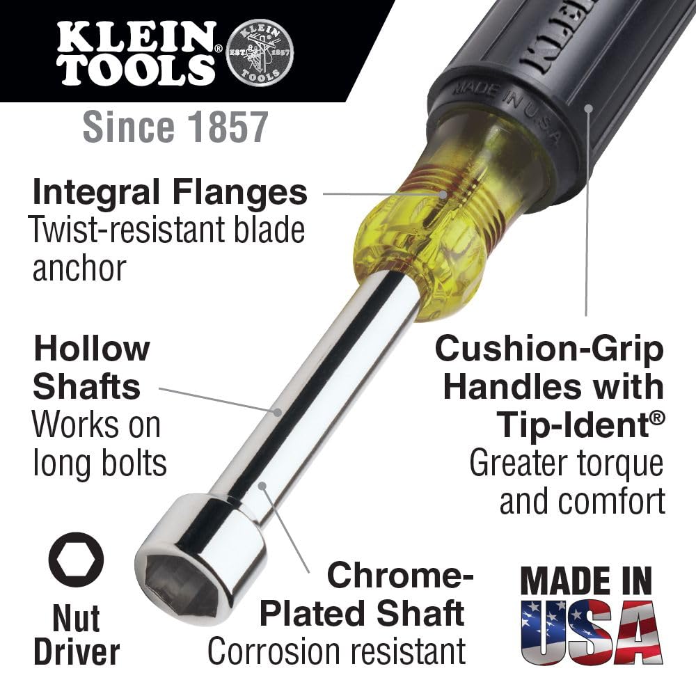 Klein Tools 65160 Nut Driver Set, 7-Pc. Metric, Cushion-Grip