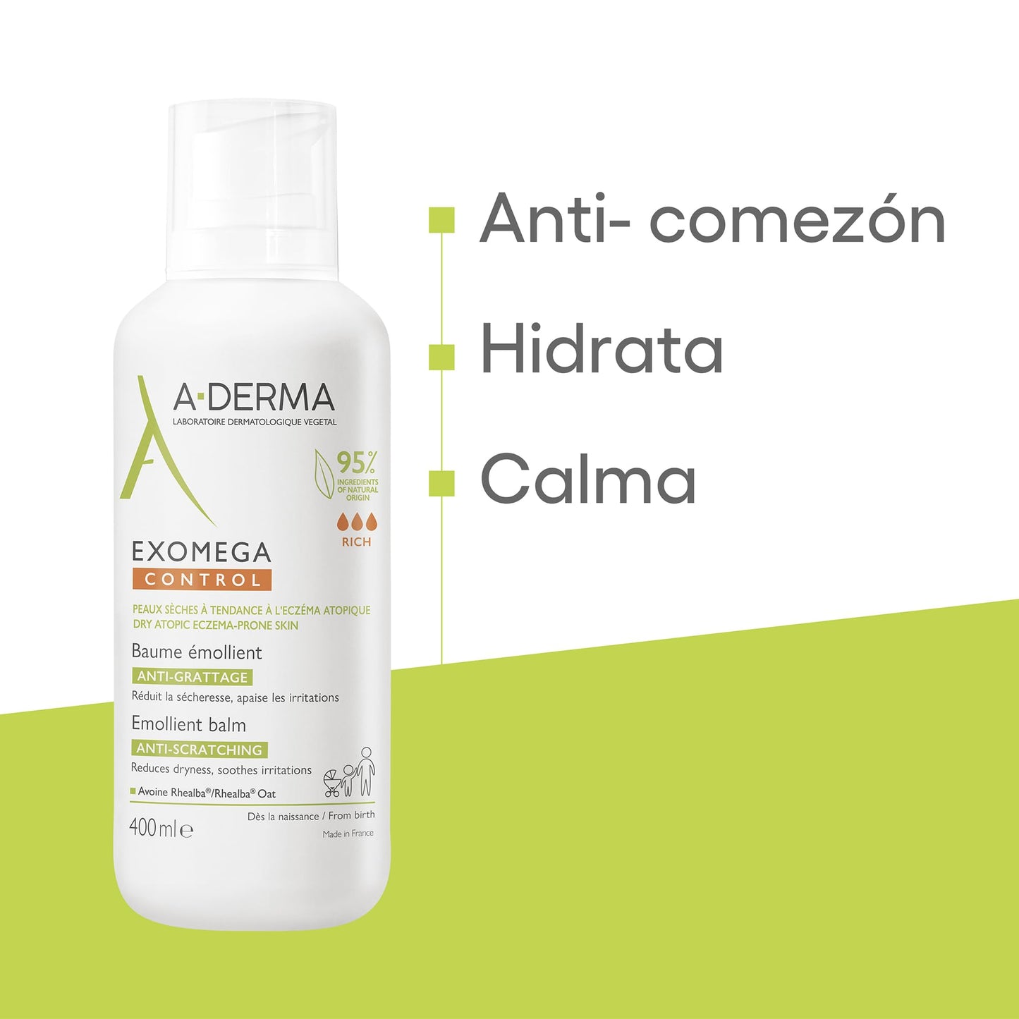 A-Derma Exomega Control Bálsamo Emoliente Anticomezón, 400ml