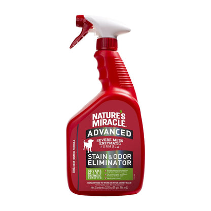 Nature's Miracle - Advanced - Eliminador avanzado de manchas y olores para perros, spray enzimático, aroma fresco, limpieza profunda, 946ml