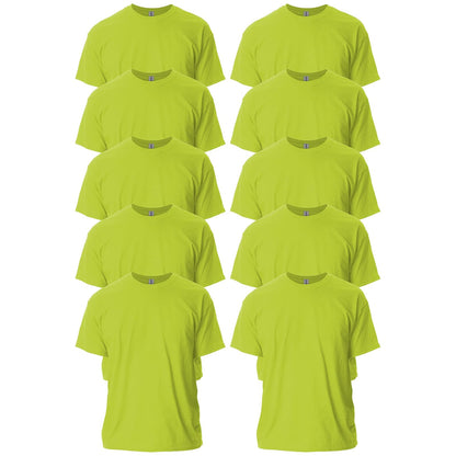 Gildan Playera Ultra Cotton G2000 Multipack para Hombre, Ajuste Clásico - Verde de seguridad (10 unidades) - XL