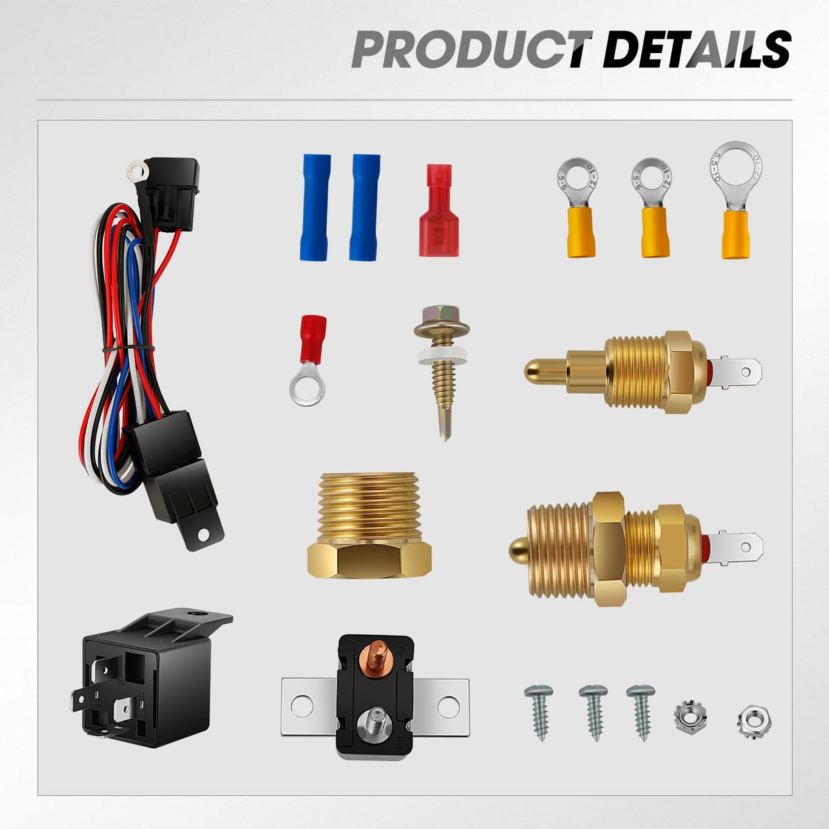 DNA MOTORING - Kit de 2 piezas de 12 pulgadas para radiador eléctrico con interruptor de cableado, kit de relé universal de alto rendimiento y ventilador delgado con kit de montaje, RAF-12X2+SW-KIT