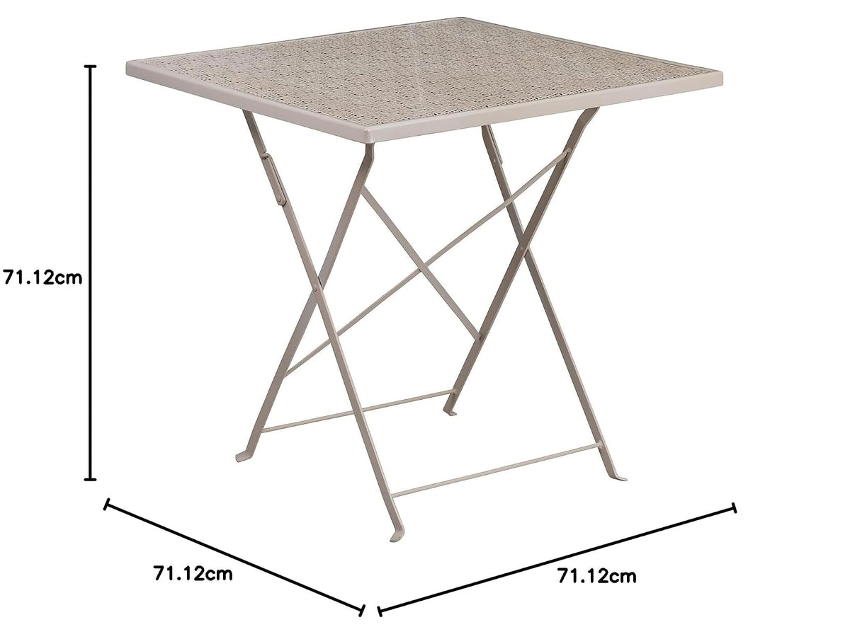 Flash Furniture 28'' Square Light Gray Indoor-Outdoor Steel Folding Patio Table