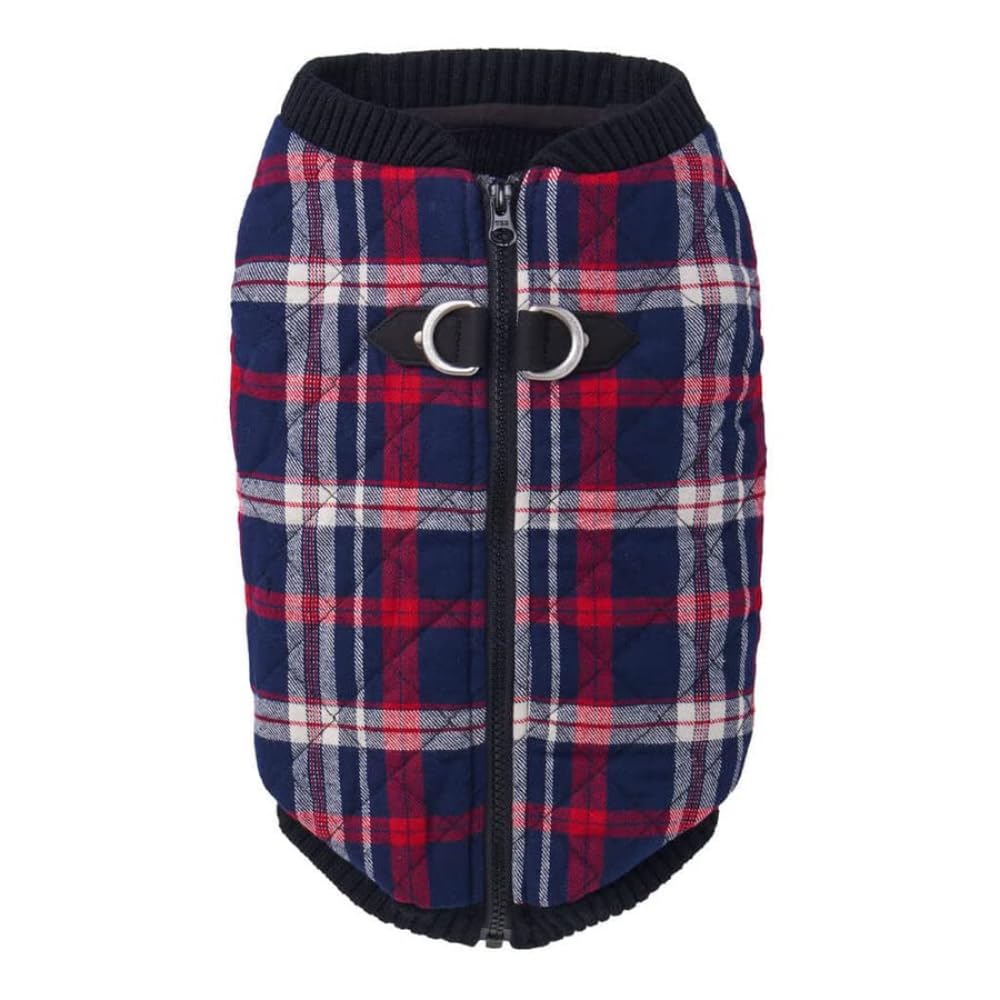 Gooby Chaleco Bomber para Perro Resistente al Agua - X-Small chest (~10.25") - Blanco (white check)