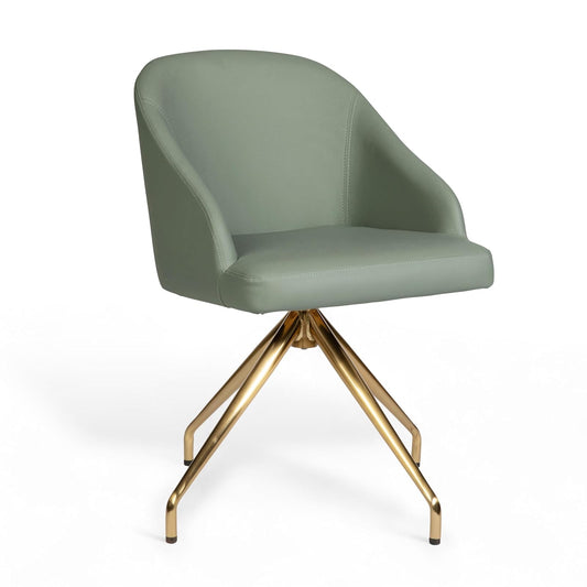 Martha Stewart Sora - Silla de Trabajo giratoria con Brazos Inclinados para Oficina en casa en Piel sintética Salvia con Marco de latón Pulido