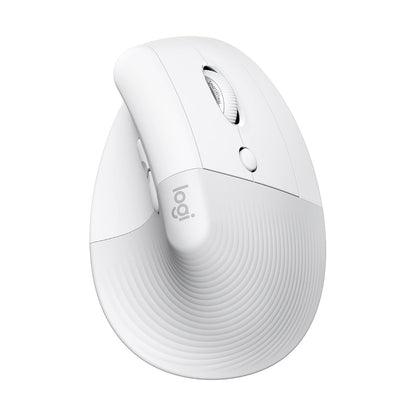 Logitech Lift Mouse Ergonómico Vertical, Inalámbrico, Bluetooth o Receptor Logi Bolt USB, clics Silenciosos, 4 Botones Blanco + Mouse Pad Studio Series XL, Multifunción - Gris