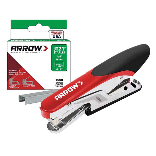 Arrow P21 - Grapadora de mano ligera para manualidades, oficina, papel y cartón, incluye grapas JT21 de 200 1/4 pulgadas