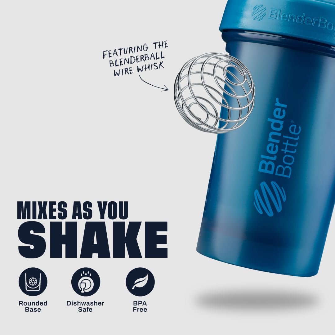 BlenderBottle Classic V2 Botella mezcladora perfecta para batidos de proteínas y preentrenamiento, 28 onzas, color azul océano