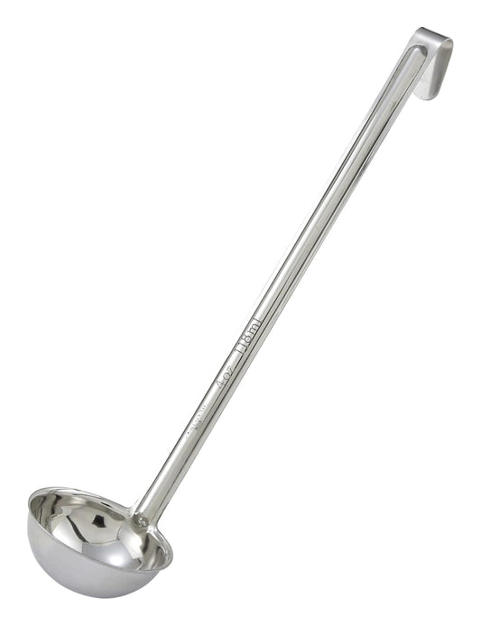 Winco - LDI-4 Winco Cucharón de acero inoxidable, 4 onzas | Apto para lavaplatos, salsas, servicio de restaurante, ideal para sopas, salsas, guisos y servicio buffet