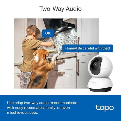 Tapo TP-Link TC72, Cámara de Seguridad Interior, 4MP, Detección de Personas/Mascotas/vehículos/llanto de bebés, Funciona con Alexa