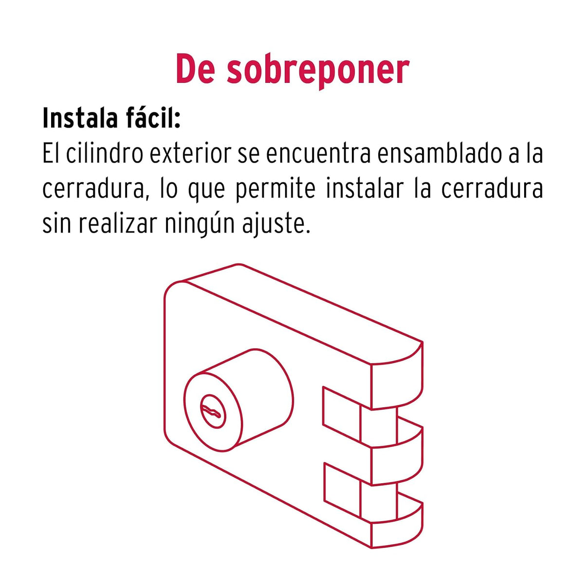 Hermex CS-95I, Cerradura sobreponer, puerta corrediza, instala-fácil, izq.