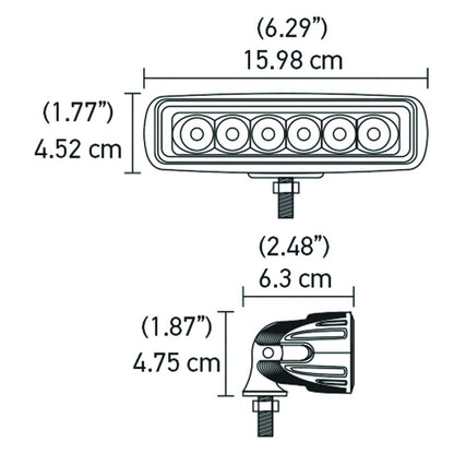 Hella Mini Barra Auxiliar de 6 LED con Soportes con Torni l lería Inoxidable, 357203001