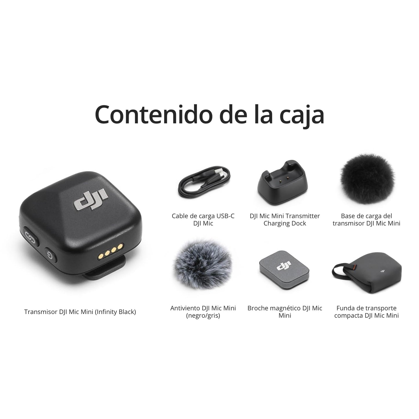 dji Mic Mini Transmisor (Infinity Black), micrófono inalámbrico, superligero, Audio de Alta Calidad, OsmoAudio, cancelación de Ruido, para cámaras/iPhone/Android, Vlogs, Streaming
