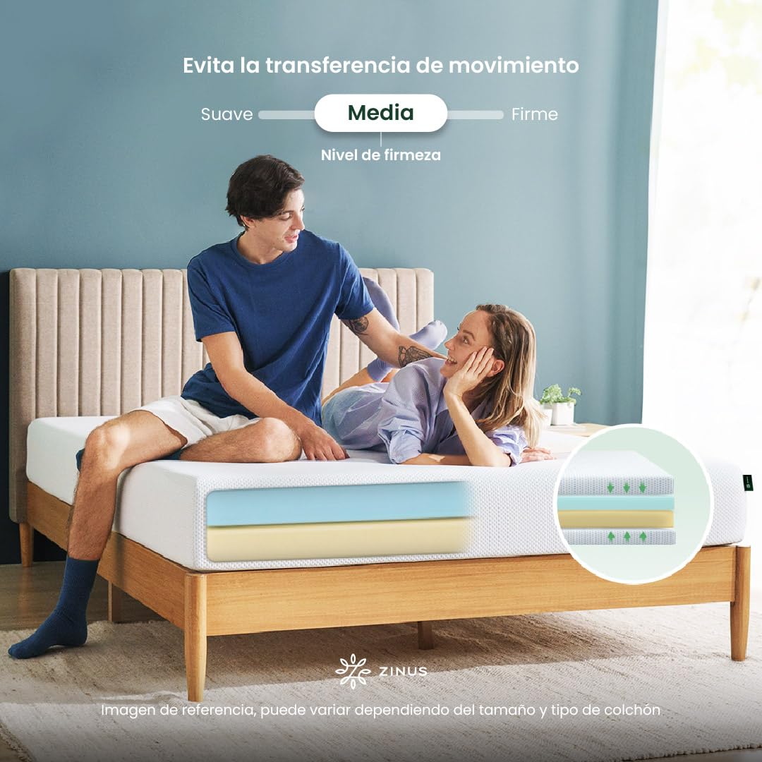 Zinus Comfort Gel | Colchón Matrimonial de Memory Foam con Gel Refrescante de 15 cm de Grosor Que amortigua la tensión en articulaciones y Columna Vertebral
