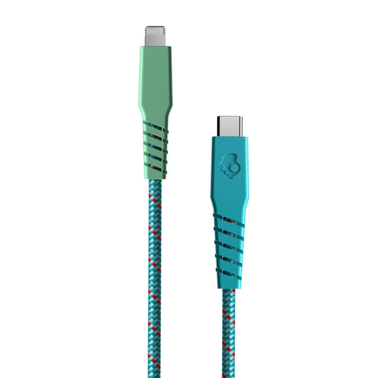 Skullcandy Line+ Cable Lightning trenzado de 20 W USB C a Lightning Cable cargador y cable de sincronización con carga rápida para iPhone/Pro/Max, 6 pies - 90 s Vacation