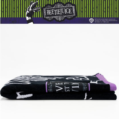 Franco Luxe Beetlejuice - Toalla de baño de algodón de Gran tamaño gótico de Felpa súper Suave y Jacquard de algodón, 64 x 34 Pulgadas, (Producto con Licencia Oficial)