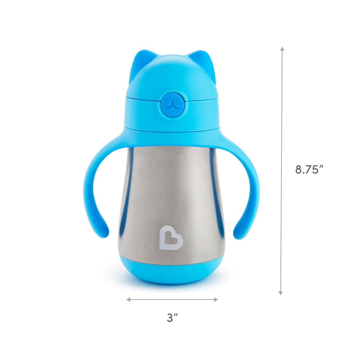 Munchkin Cool Cat - Vaso de paja (acero inoxidable, 8 onzas), color azul