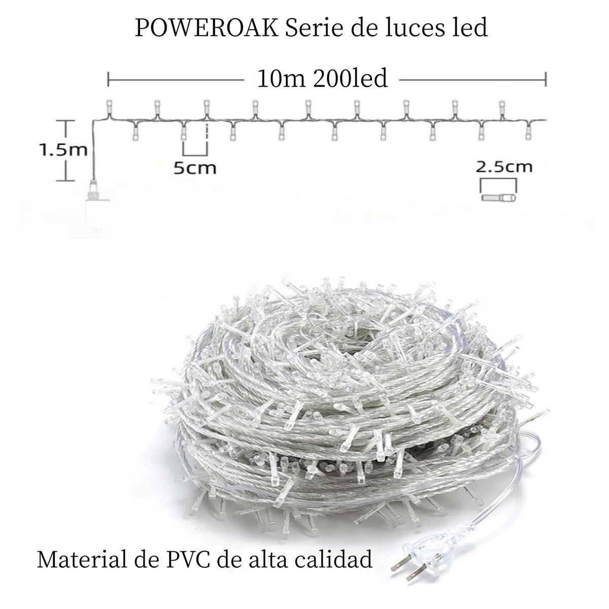 Luces Navideñas Series de Luces led - [PWEROAK Luces de Navidad 10M 200LED con 8 modos de iluminación Guirnalda de Luces de Navidad para Navidad/Halloween(10M 200LED Azul)