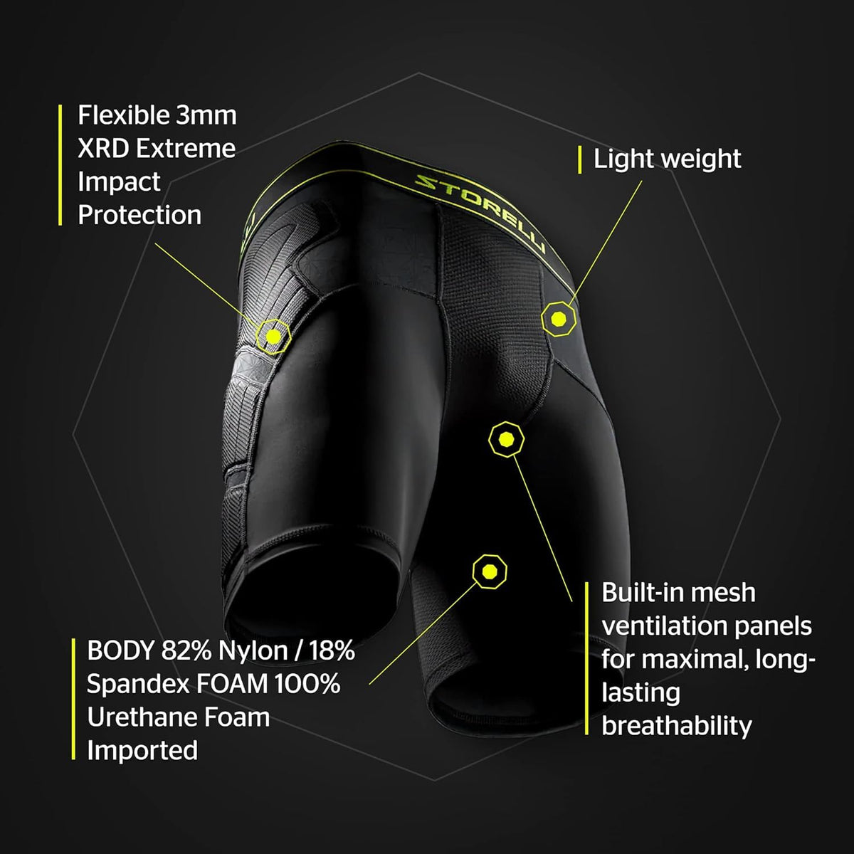 Storelli - Pantalones Cortos de Impacto Unisex con Acolchado para fútbol, protección Inferior del Cuerpo Mejorada