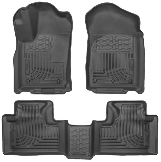 Husky Liners - Revestimientos de suelo para asientos delanteros y de segundo asiento Weatherbeater, negro