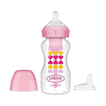 Dr. Brown's Kit de Transición Biberón a Vasito 250 ml - 9 onzas, ancho, rosa - 270.0 milliliters